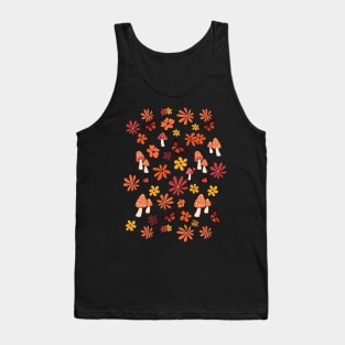 Yellow and Orange Flowers Butterflies and Mushrooms Cottagecore Aesthetic Tank Top